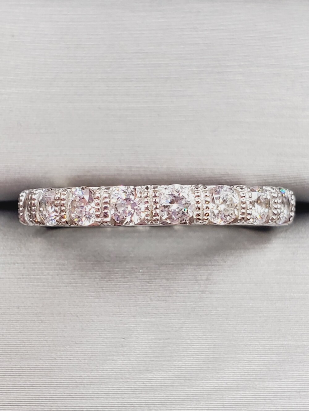 925 Sterling Silver Clear Cz Pave Eternity Band Ring
